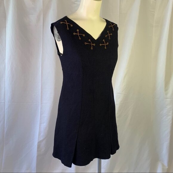 PHILOSOPHY DI ALBERTA FERRETTI BLUE NAVY MINI  DRESS SHORT SLEEVE BOHEMIAN DRESS - Picture 7 of 11